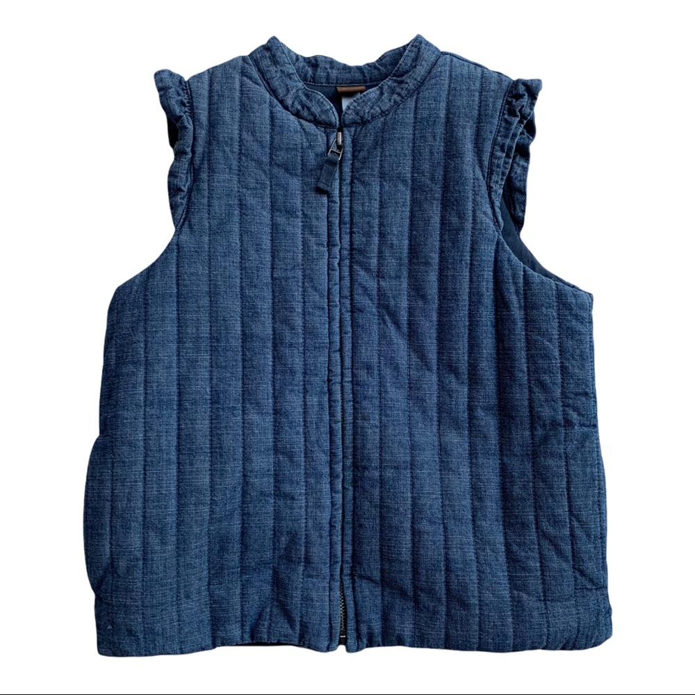 Tea Citizen Chambray Girls Zipper Vest Size Large